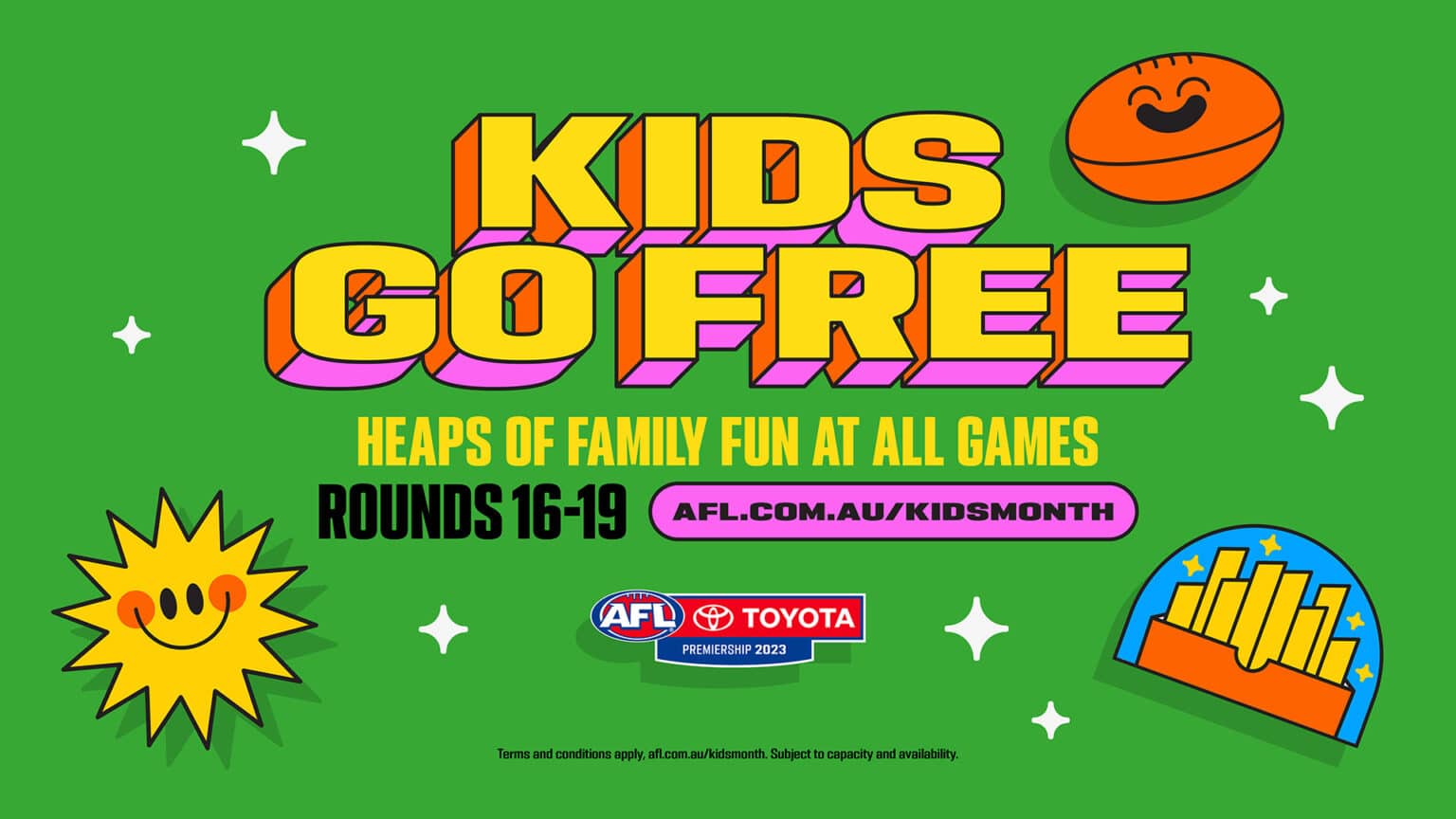 Kids Go Free across Rounds 1619 of the 2023 Toyota AFL Premiership